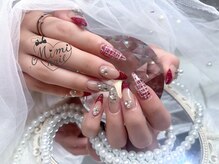 ミミネイル(Mimi nail)/ツイード×赤フレンチ