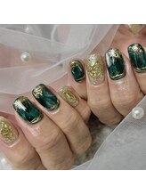 シードットネイル(Cee.nail)/グリーン×ニュアンス