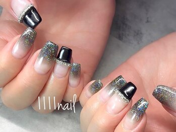 イチイチイチイチネイル(1111nail)/ブラック×フラッシュ★