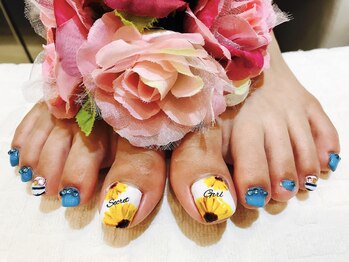 ひまわりネイル(フット)マリン