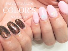 カラーズ ネイル アンド アイ(COLOR'S NAIL&EYE)/ワンカラー＋キラキラハート☆