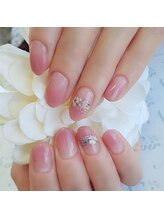 ヘアー ユニバース(HAIR UИIVERS)/ピンクグラデ+押し花2本