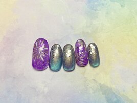 8月定額/花火ネイル