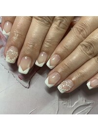 フレンチネイル×ハートパール