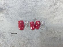 シンプリー ネイルアンドアイラッシュ 祖師谷大蔵店(Simpliee Nail&Eyelash)/ゴールドライン&ストーンネイル