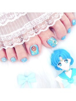ファラウェイネイル(Faraway nail)/水色セーラームーンネイル☆