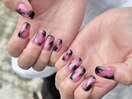黒×ピンク 個性派マーブル