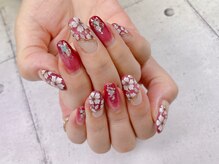 ネイル ビューティーマジック 葛西本店/ボルドーフラワーネイル