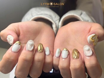 リームサロン 池袋店(LYYM SALON)/ホワイト×ゴールド上品ネイル