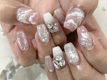 ベーシック ネイルウィザードアカデミー 本厚木店(Basic×NailWizardAcademy)/ピンク/波ネイル/Vカット