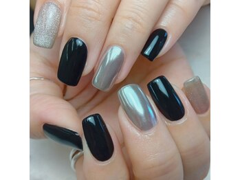 リアン(lien)/ワンカラー+ミラーネイル