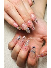 チヒロネイル/ドライフラワー入りスカルプ