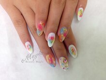 ネイルサロン ビューティーマジック 川口店/ネオンからー　タイダイネイル