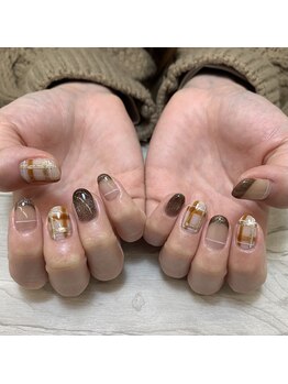 フレンチ/チェック/ブラウン