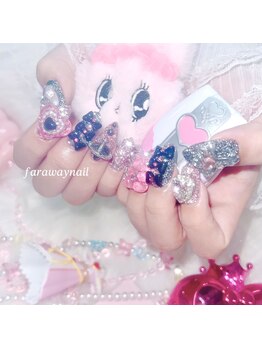 ファラウェイネイル(Faraway nail)/ゴテゴテピンク×ブラックネイル