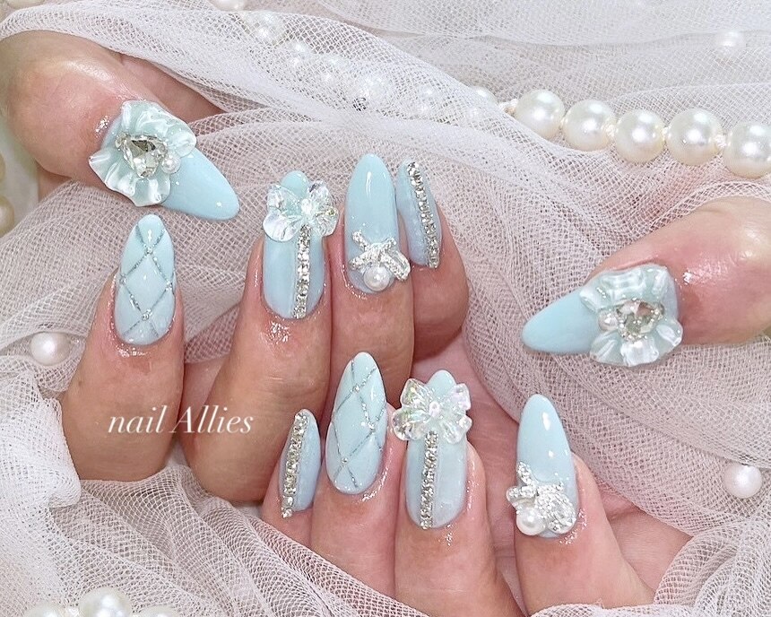 水色 リボン ネイルパーツ 12個 水色 リボン ネイルパーツ 12個 水色 リボン ネイルパーツ 12個