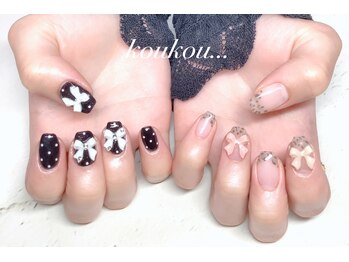 クク(koukou)/ドット レオパード リボン