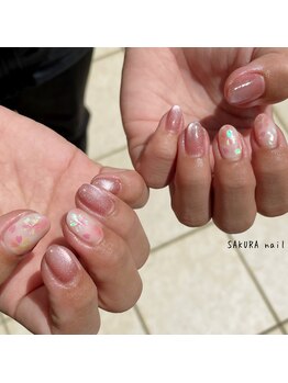 サクラネイル(SAKURA nail)/桜ホログラム、ピンクマグ