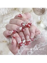 アムール(Amour)/バレンタイン×チェックネイル