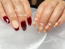 ボルドー×チェック
