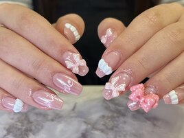 ガーリーリボンフリルネイル