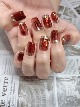 ココロネイル 半田山店(Cocolo nail)/ gold mirror/brown