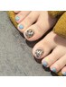 【Foot】ジェル★ケア&フットバス付★ ワンカラー＋2本埋め尽くし
