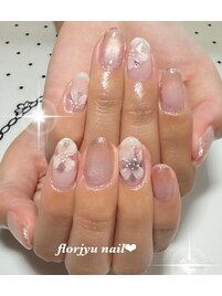 水光マグニュアンスフラワーnail