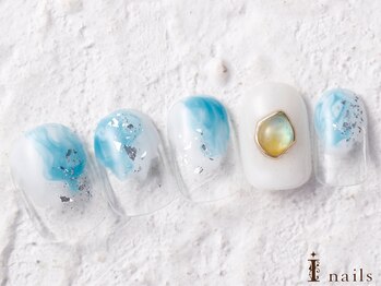 アイネイルズ 横浜WEST店(I-nails)/もやもやブルーネイル　7480円