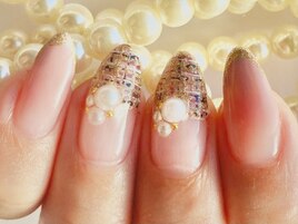 ツイード柄フレンチネイル