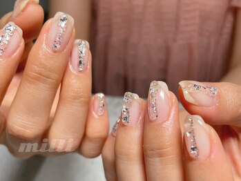 ミリネイルズ(milli nails)/クリア☆立体シルバー
