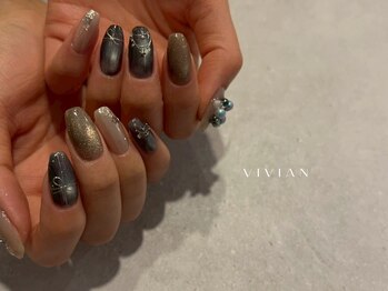 ヴィヴィアン ネイル(Vivian nail)/クリスマス リボン ブルー