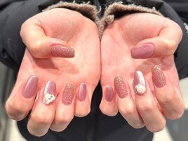 オフィスピンクフラッシュネイル