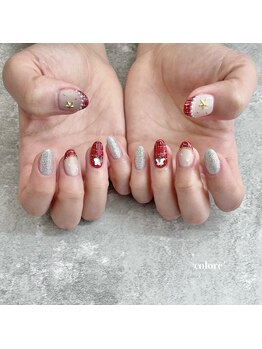 コロレ(colore')/チェックフレンチ×ラメ