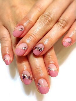 クリスタルネイル ボンベルタ橘店(CRYSTAL NAIL)/ななめフレンチネイル