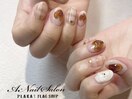 くま×チェックネイル