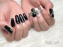 ヒールネイル(heal nail)/アシメ black×silver