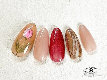 ネイルエイト 新百合ヶ丘(nail8)/春チューリップお花アートネイル