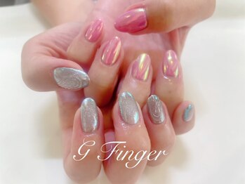 ジーフィンガー 大井町店(G Finger)/ミラーとマグのアシメネイル♪