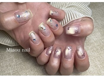 ミャウネイル(Miaou nail)/イエローフレンチ×春マグネット