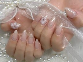 ラメワンカラー×3Dフラワー