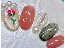 ビービーネイル(BB)/シースルーブラックとバラネイル