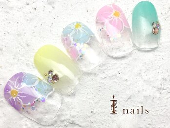 アイネイルズ 横浜WEST店(I-nails)/パステルフラワーネイル　9480円