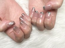 ヒールネイル(heal nail)/アシメ greige×ガラスfrench～