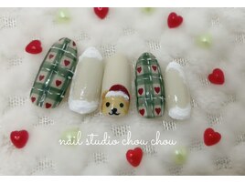クリスマスネイル・手書きくま