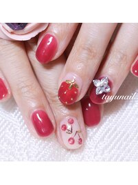 春のさくらんぼ、いちごネイル＊