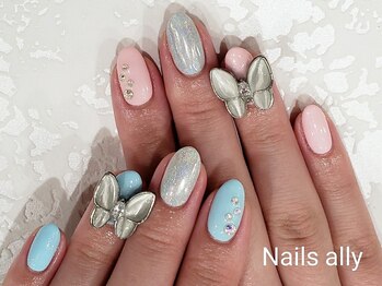 ネイルズアリー 立川店(Nails ally)/バタフライネイル×パステル