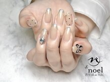 ノエル(Noel)/リボン×キラキラフレンチネイル
