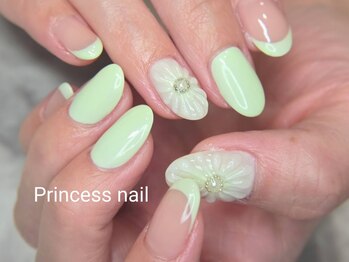 プリンセスネイル(Princess nail)/グリーンぷっくりフラワー9800