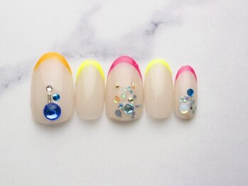 池袋ネイルサロン イイネイル(Ee-Nail)/派手可愛蛍光ラインネイ初￥7500